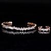 WWJ Baguette Zirconia Adjustable Ring and Bangles Set