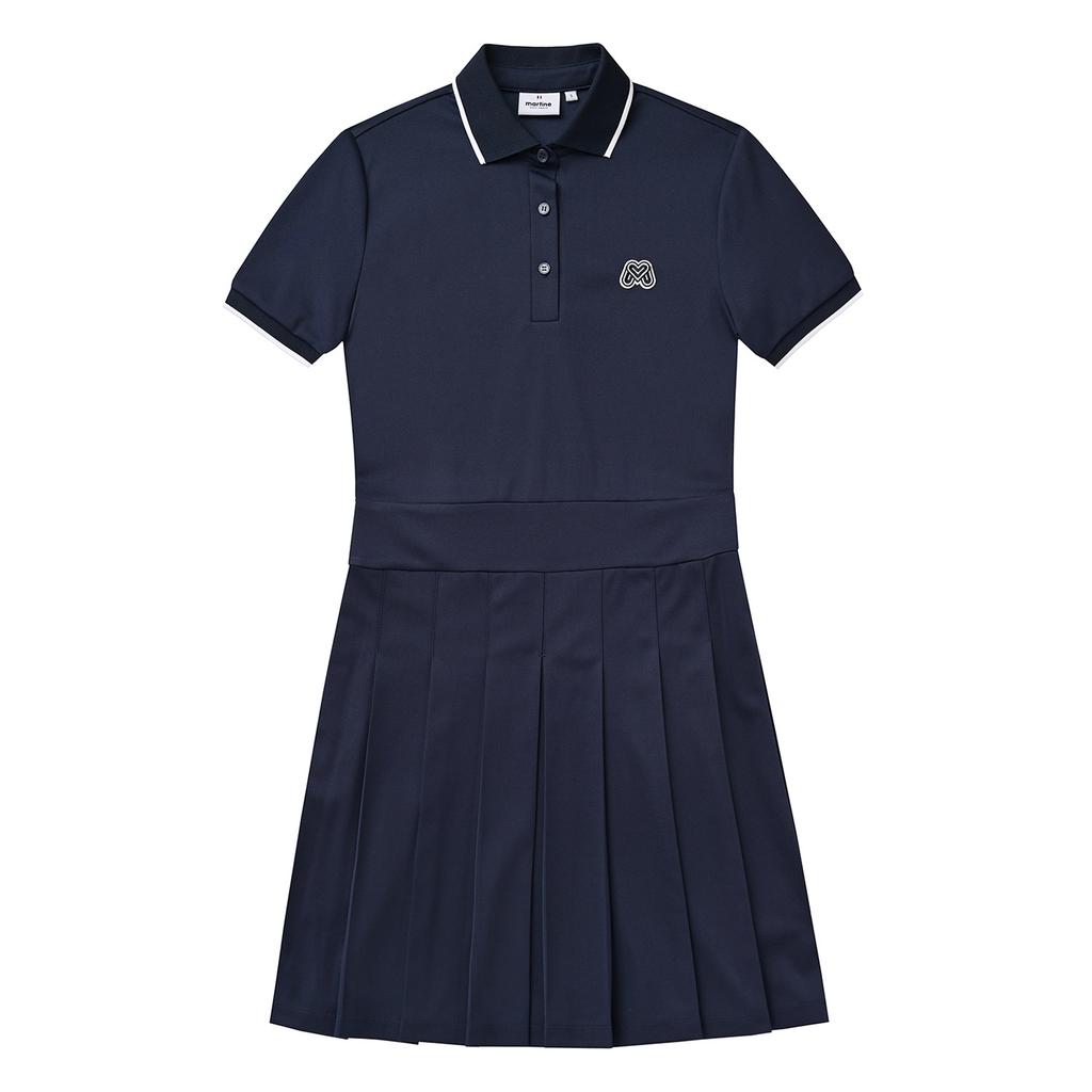 MARTINE GOLF Однотонное платье-поло_Темно-синее