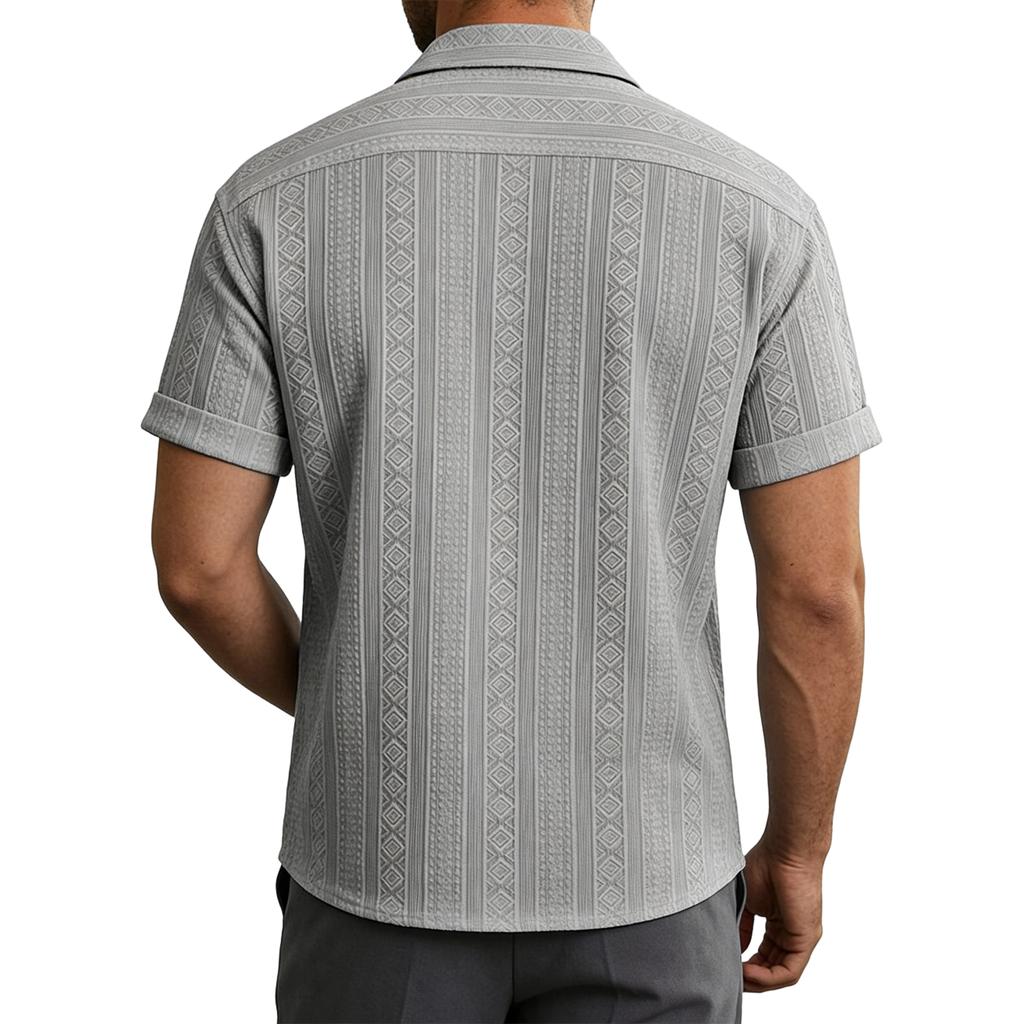 Мужская повседневная рубашка с карманом и воротником, с коротким рукавом