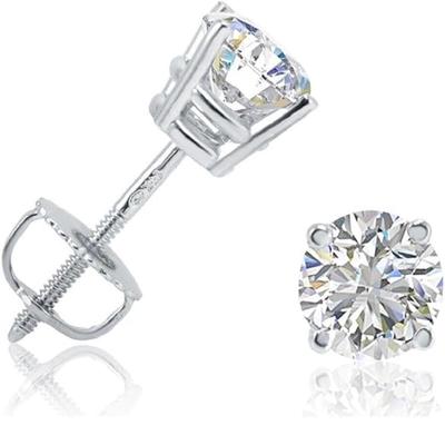 Jewels Prim 1 карат общий вес Серьги-пусеты с бриллиантами, созданными в лаборатории, в оправе из белого золота 14 карат, сертифицированы IGI