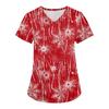 Women's Fashion V-neck Short Sleeve Workwear With Pockets Christmas Printed Tops