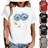 Женская модная футболка с круглым вырезом, повседневная, с ретро-принтом, с короткими рукавами