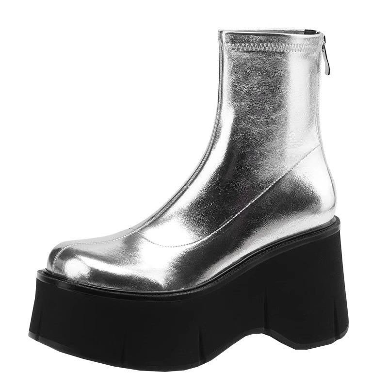 Супер туфли на высоком каблуке черные ботинки Мартин для женщин, маленькая толстая подошва-маффин увеличивает рост и универсальность 2025 новые ботинки Мартин для женщин