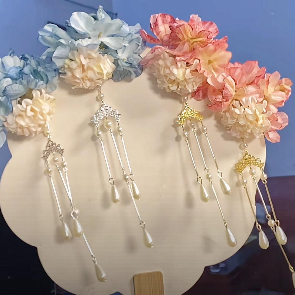 2PCS Handmade Flower Hairpin Pearls Hanfu Hairpin Exquisite Floral Hair Clip Hair Accessories