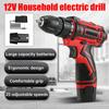 12V Cordless Impact Drill 600W High-Power Electric Drill Lithium Battery Dual Speed 45N.m Electric Screwdriver Power Tool