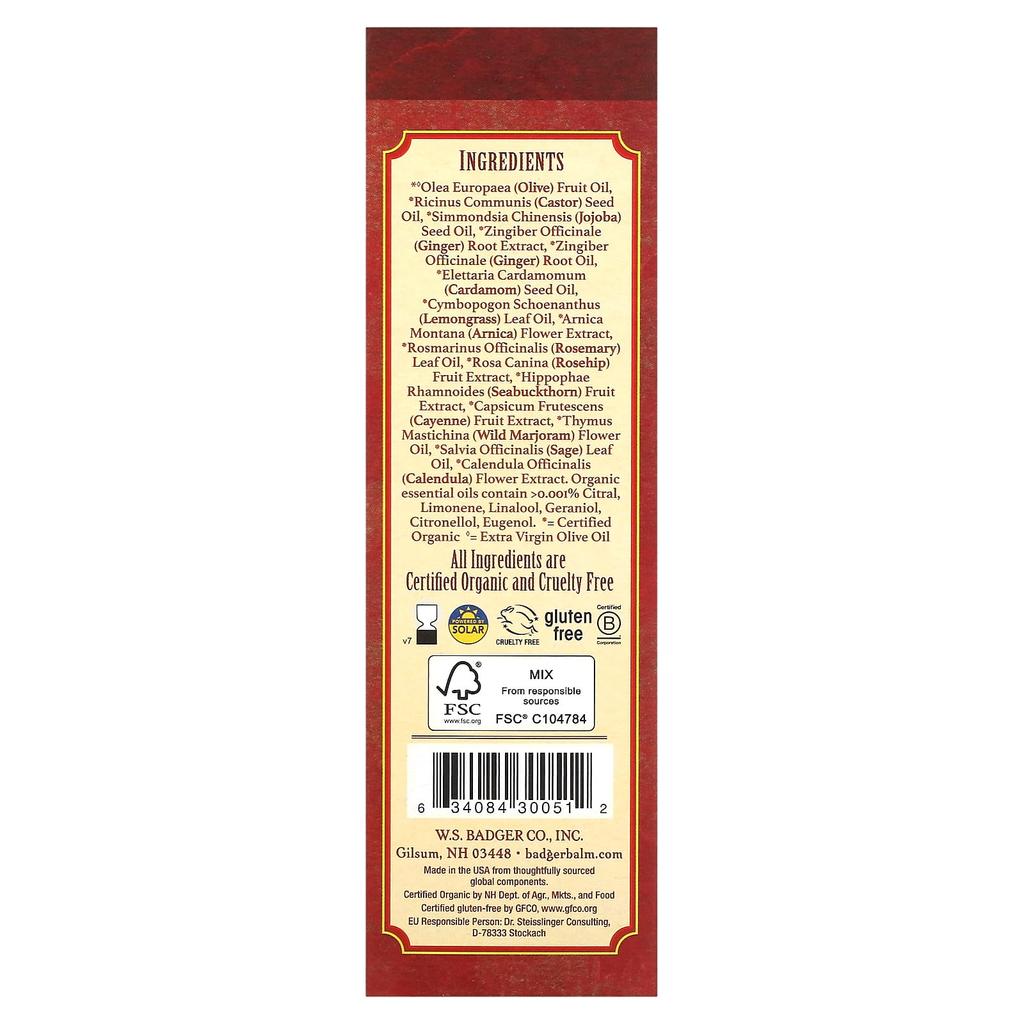 Badger, Масло для глубокого массажа тканей с имбирем, арникой и кайенским перцем, 4 жидких унции (118 мл)