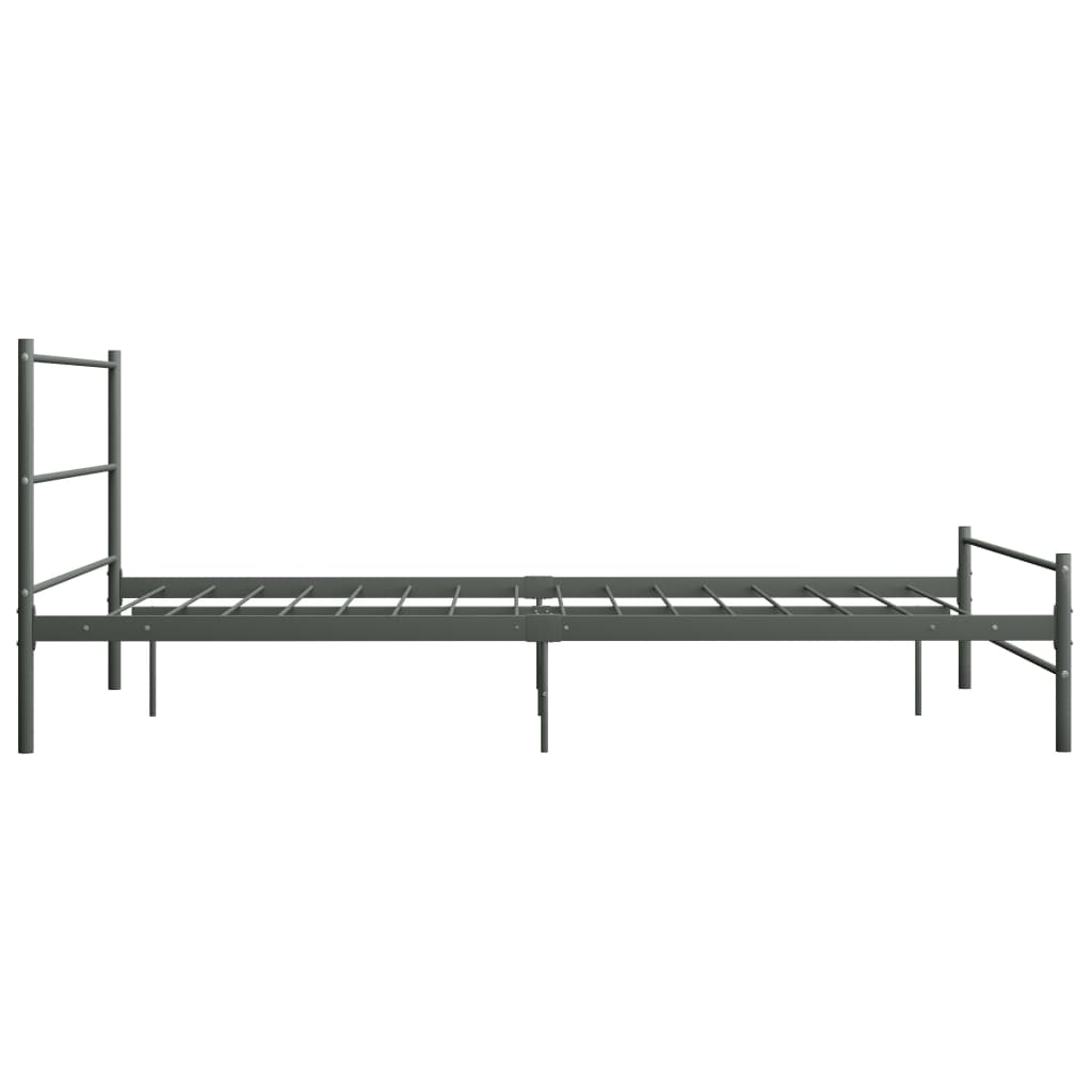 Double Bed Frame Gray Metal 120 x 200 cm