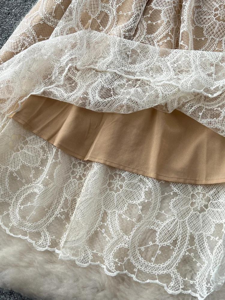 Франция Элегантное выпускное цельное платье женское модное вечернее облегающее кружевное принцессное длинное платье женская летняя шикарная одежда 2024