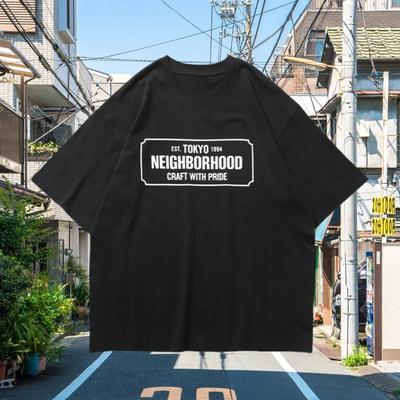 Мужская и женская футболка с принтом «2025 Tokyo Neighborhood Craft and Pride», черно-белая, NBHD, хлопок, свободная, повседневная, топ