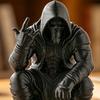 Мини-фигурка черепа с капюшоном, напечатанная на 3D-принтере, Настольное украшение в темном стиле, Крутой скелет с жестом рок-музыканта, Декор для кабинета, комнаты для киберспорта