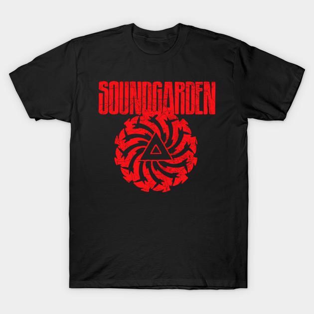 Asian Size Men Black Print T-shirt Soundgarden Band Vintag No-Cut Heat Transfer Print Cotton Tshirt
