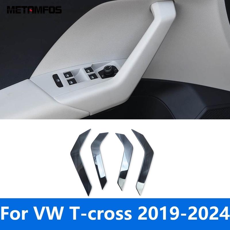 Для Volkswagen VW T-cross Tcross - 2024 Стальная накладка-молдинг ручки подлокотника двери, наклейка, аксессуары для интерьера