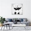 Banksy Panda Painting Interior Poster Modern Art Gun Panel Entrance Wall Hanging Completed Wooden Frame (4040cm)