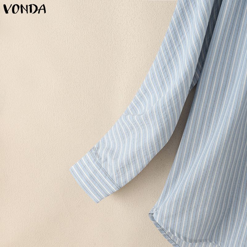 VONDA Женская повседневная блузка с длинным рукавом в полоску оверсайз с капюшоном