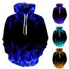 Парная толстовка с капюшоном, красочный принт пламени, кулиска, весна-осень, цифровая печать огня, карманы, свитшот