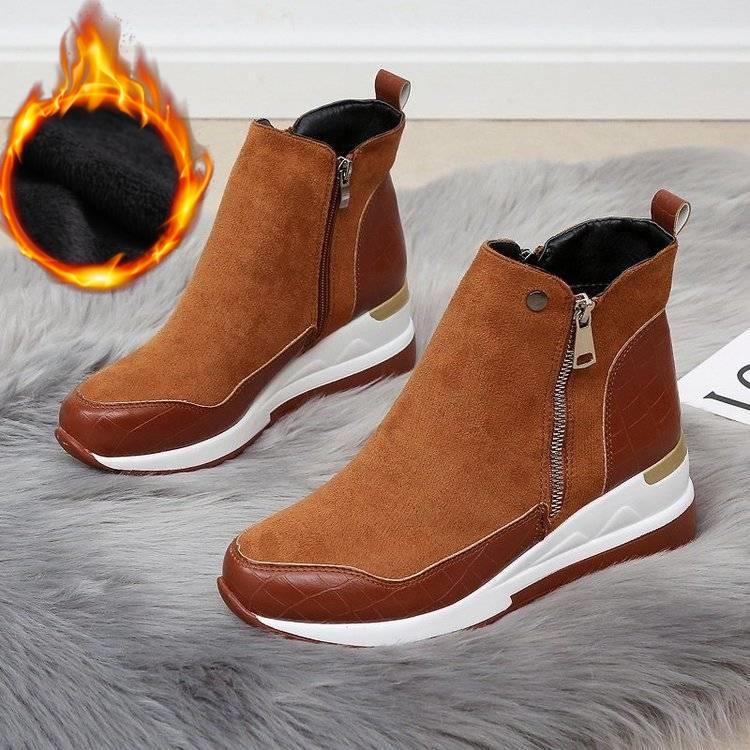 Ботинки больших размеров Женские зимние ботинки на танкетке Снежные ботинки Обувь Высокие одинарные ботинки