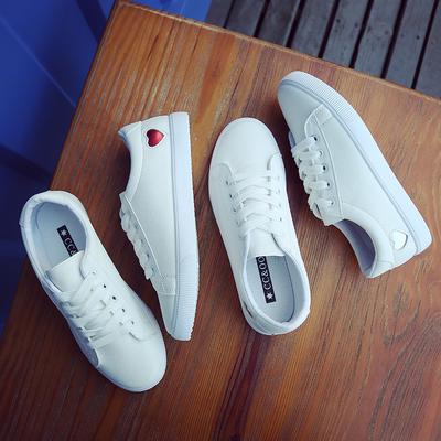 Perennial Little White Shoes Женские универсальные студенческие туфли Love Flat Casual Board Shoes Harajuku Leather Surface Женская обувь Ins Tide