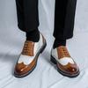 Модные мужские деловые кожаные туфли на шнуровке, оксфорды, британские коричневые заостренные деловые повседневные кожаные туфли, мужские свадебные туфли