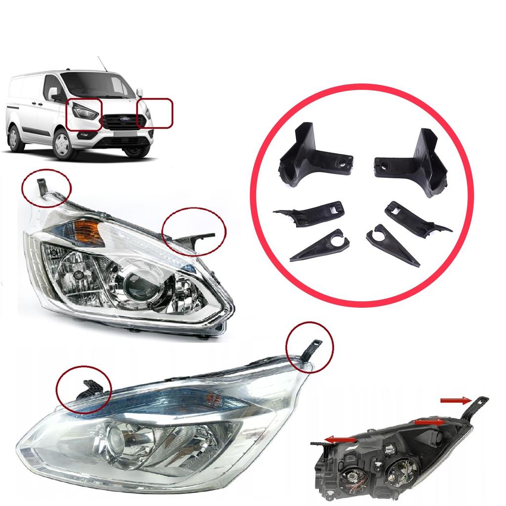 EHL571 Комплект кронштейнов для ремонта держателя фары, правая левая сторона для Ford Transit Tourneo Custom MK1 V362 2012-2018