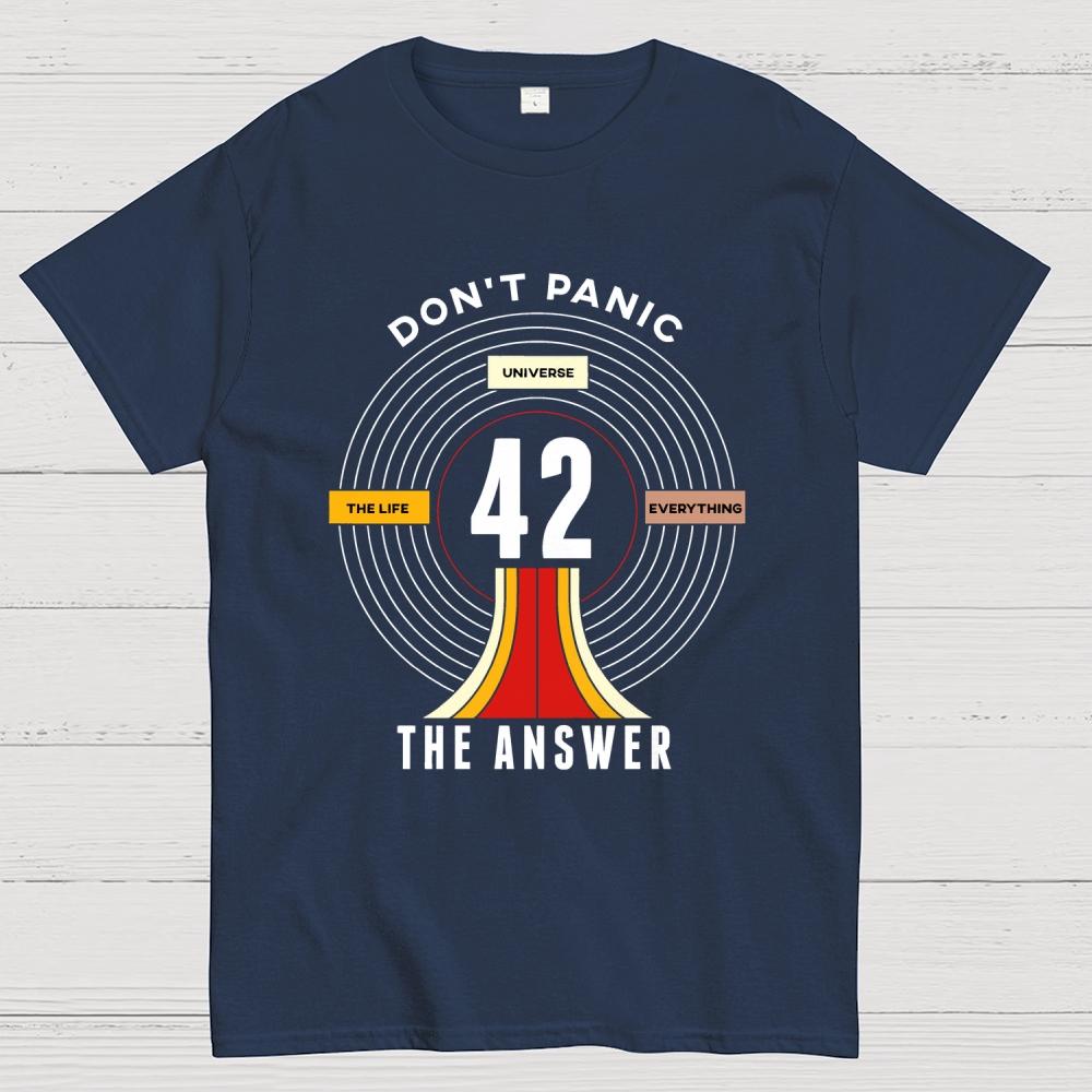 Nice Don't Panic 42 The Answer To Life 100% Cotton Summer Casual Cool Loose T-Shirt