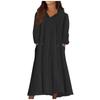 Women's Casual Round Neck Long Sleeved Pullover Loose Wool Hooded Long Sleeved Dress