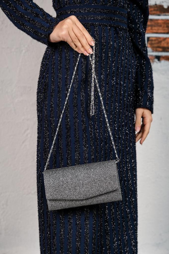 Women's Stylish and Useful Evening Dress Bag Women's Black Glitter Mini Box Shoulder Evening Bag