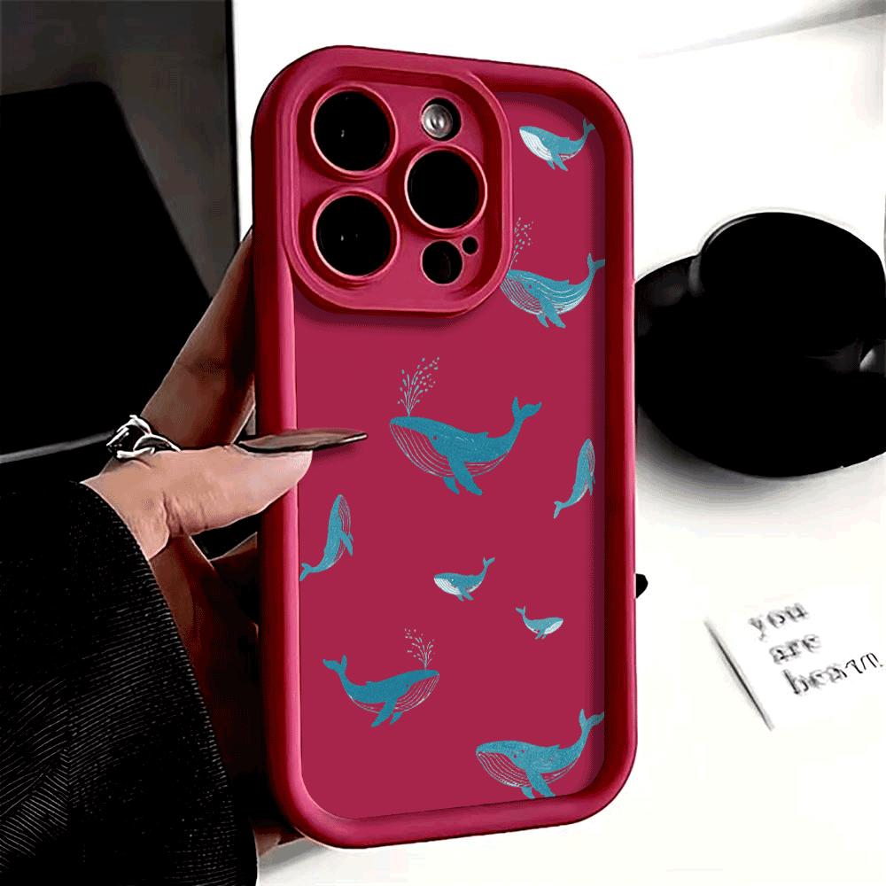 Летний стиль Синий дельфин Чехол для телефона Для iPhone 16 15 14 13 12 11 Pro Max Plus/Mini Ударопрочный Защита от царапин Мягкий Защитный чехол