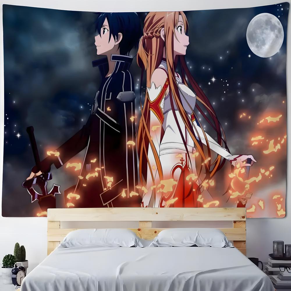 S-Tapestry Sword Art Online Аниме-гобелен Настенное панно Бохо-настенные гобелены Мандала Аксессуары для домашнего декора