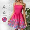Women's Spring and Summer Dress Halter Print Dress High-waisted Slimming Dress