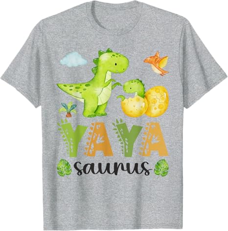 Yaya Saurus TRex Dinosaur Matching Mothers Day TShirt Cute Y2k Aesthetic Clothes Novelty Gift Short Sleeve Blouses
