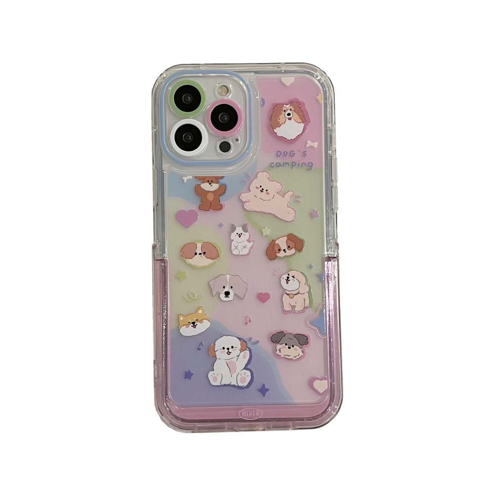 Ins Dog Family Rainbow Shell для Iphone 13 12 11 Promax 14 Pro Max Puppy задняя крышка-подставка-держатель милый чехол для телефона с мультяшным рисунком