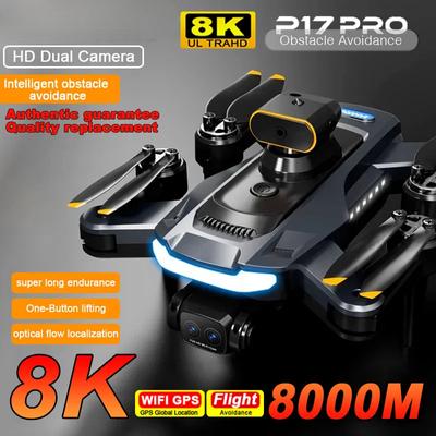 Новый бесщеточный дрон P17 Pro 8K 5G GPS профессиональная HD аэрофотосъемка четыре камеры всенаправленный обход препятствий дрон квадрокоптер игрушка подарок