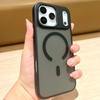 Роскошный ударопрочный бампер для чехла Magsafe для iPhone 17 Air 16 15 14 Plus 13 12 11 Pro Max Прозрачный магнитный бронированный матовый задний чехол
