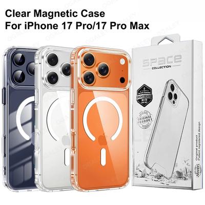 Прозрачный магнитный чехол для телефона для iPhone 17 Pro Max чехол для Magsafe iPhone17 Pro Max 17Pro противоударный защитный прозрачный чехол