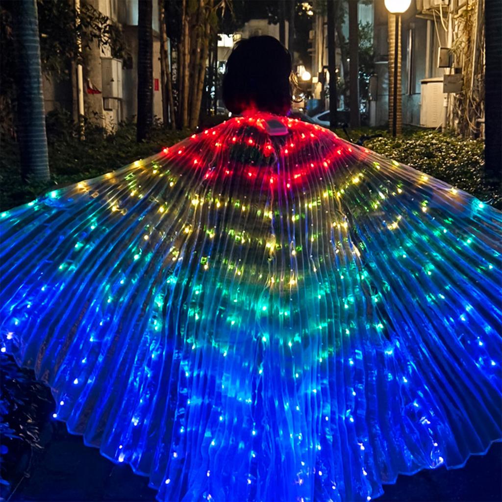 LED Butterfly Wing Illuminated Adult Dance Luminous Glowing Light Up Party Costumes Multicolored