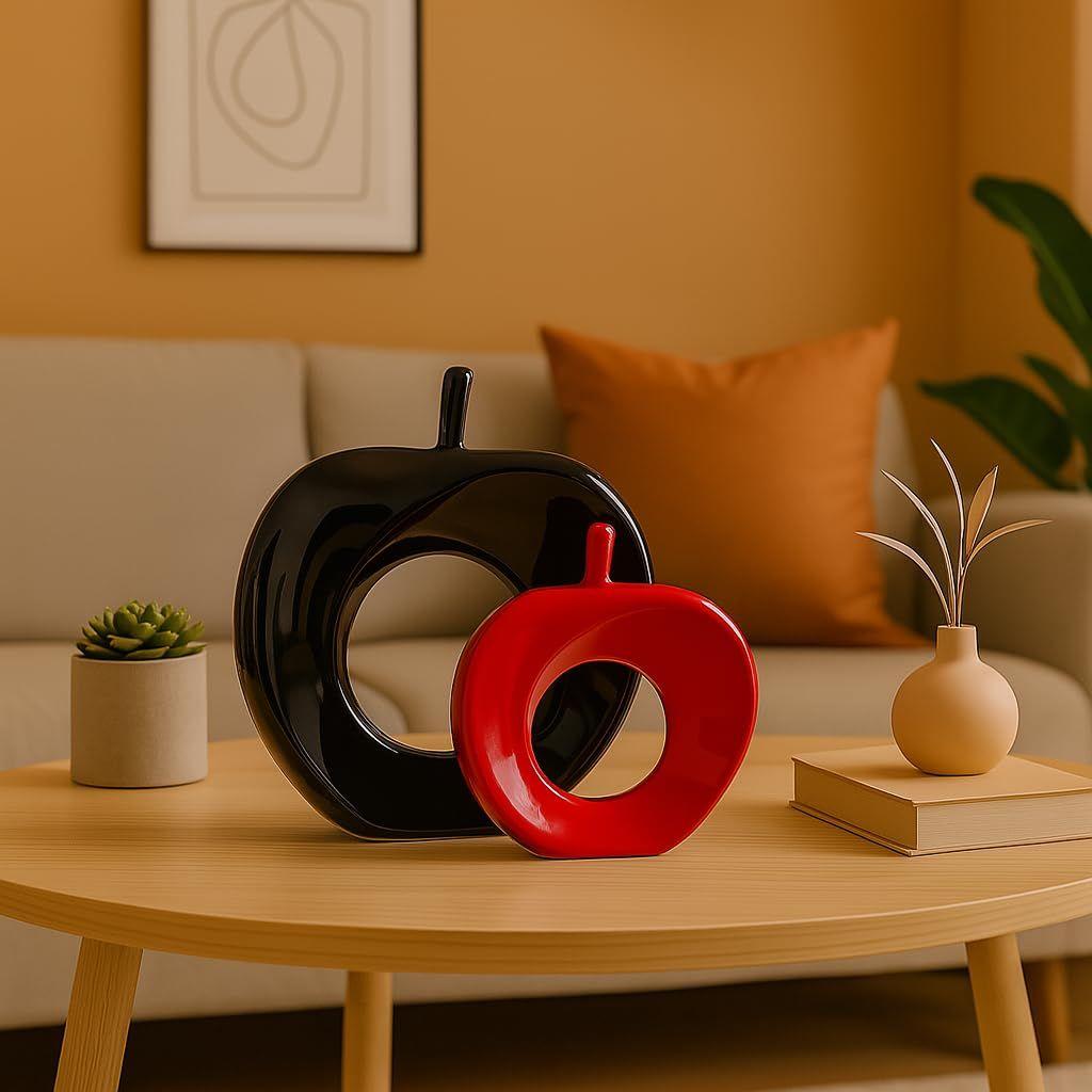 Красивая керамическая витрина для домашнего декора в форме яблока (Упаковка из 2 штук, цвет черный и красный)