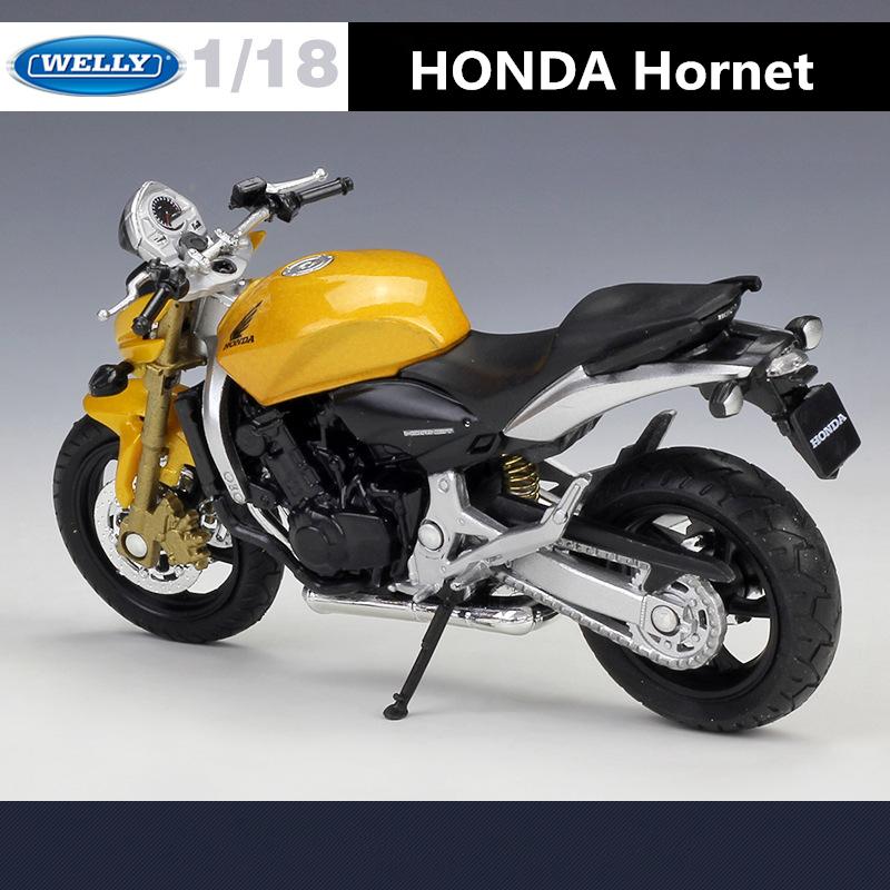 Welly 1/18 HONDA Hornet Сплав Спортивный Мотоцикл Модель Литые под давлением и Игрушка Металлический Уличный Мотоцикл Игрушки Коллекция Автомобилей Детские Подарки