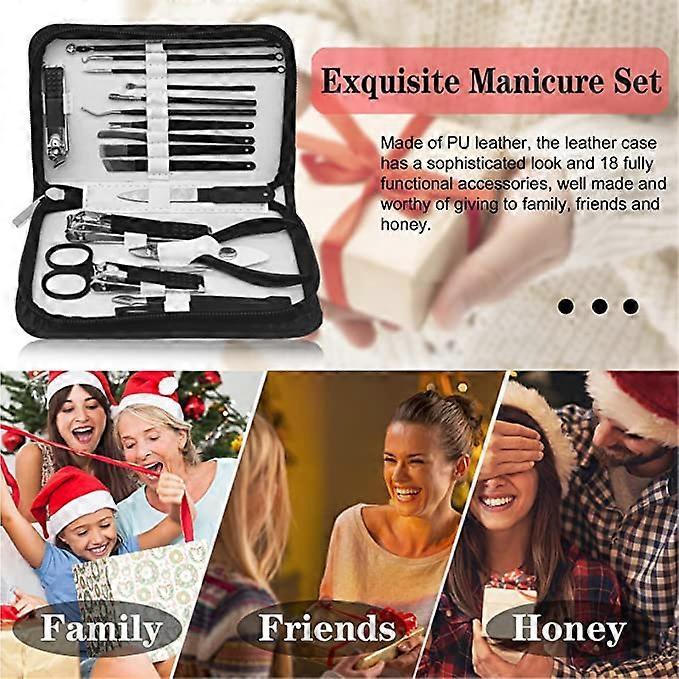 Kongqtee Manicure Set Nail Clippers Kit For Women&men 18 in 1 Professional Stainless Steel Pedicure Care Tools Kit Nail Cutter Set Scissors Grooming K