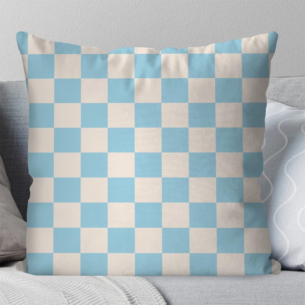 Checkerboard Grid Pillow Case Square Pillow Bedroom Sofa Leisure Comfort Cushion Car Living Room Home Decoration 40X40