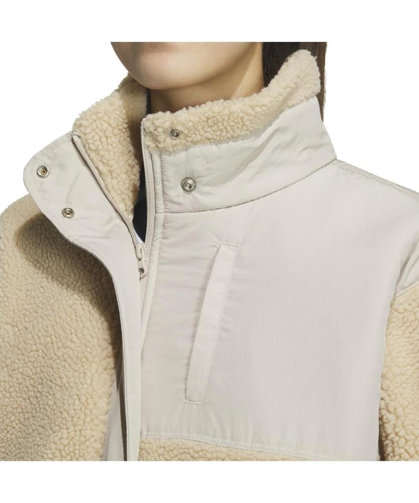 Женская флисовая куртка Adidas KTX54 с утеплителем, цвет Magic Beige, свободного кроя, на молнии (JG8222)