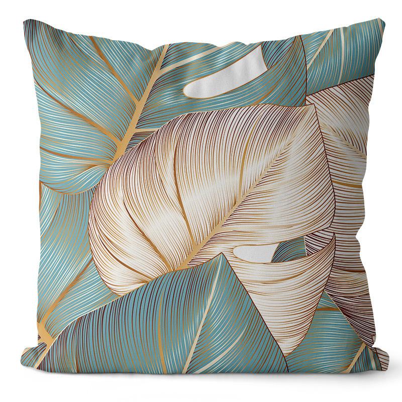 Golden Ginkgo Leaf Peach Skin Velvet Pillow Cover Leaf Print Home Pillow Cover Living Room Cushion Cover