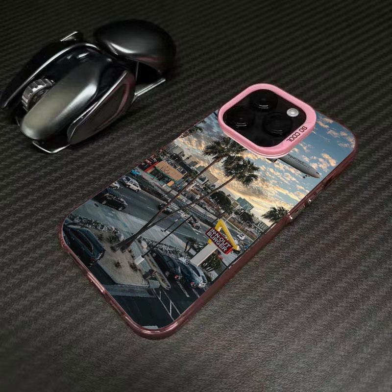 Чехол для телефона 'Путешествие в Лос-Анджелес, Калифорния' для iPhone 16 15 14 13 12 11Pro Max XS Max X XR 7 8 Plus SE Цветной Серебристый Жесткий Чехол
