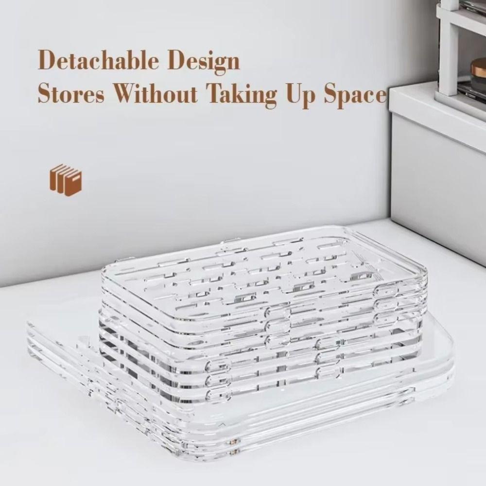 3-Section Transparent Book Stand Acrylic Stationery Shelf Magazine Rack  Document Organization