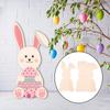 5Pcs Easter Wooden Bunny Cutouts Wood Pieces To Paint Blank 11.6 Inch Ornament for DIY