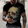 Summer Brand Skull Rose Romantic 3D Printed Men's And Women's T-shirt High-quality Short-sleeved Fashion Casual Oversized Top