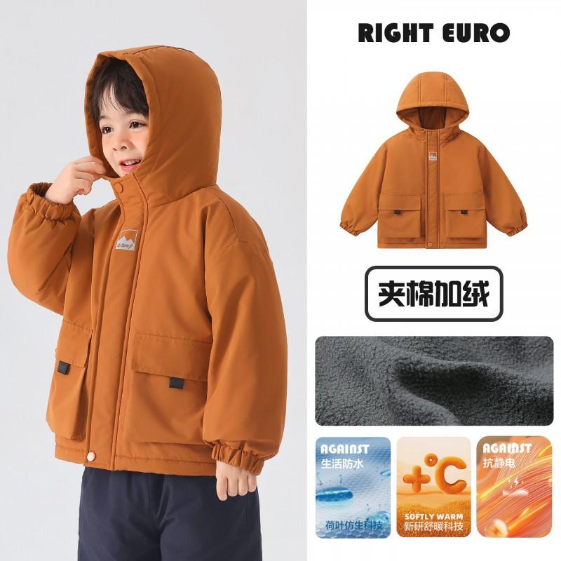 Boys Winter Cotton Padded Jacket Fleece Lined Warm Thick Coat Kids 90-140cm