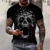 Summer Street Oversized Shirt Clothing New Men's Skull 3D Printed Short Sleeve T-shirt with Vintage Casual Fashion Shir 6XL