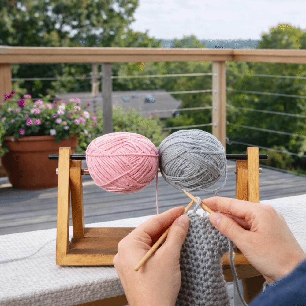 Handmade Yarn Ball Stand Rotating Yarn Spool Organizer Wire Winding Rack  Knitting Crafts