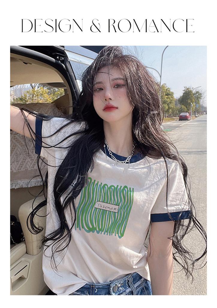 Printed short-sleeved T-shirt for women