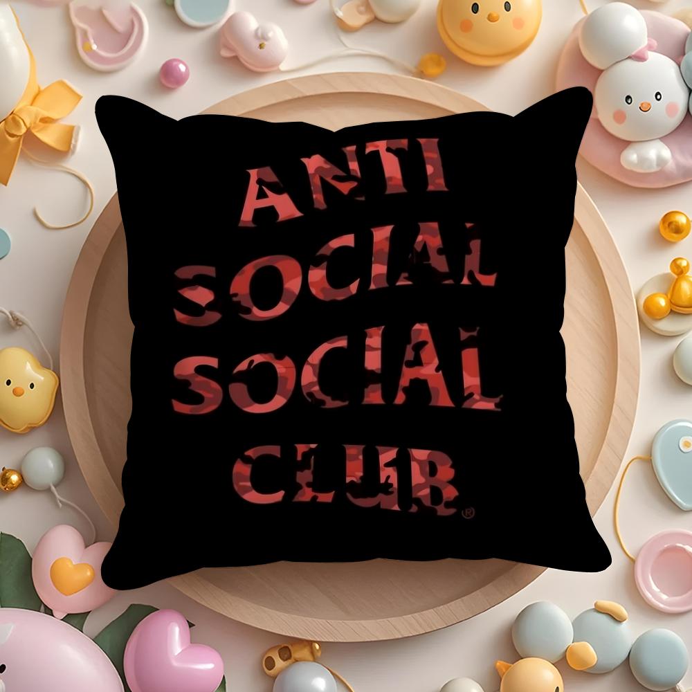 A-Anti Social Social Club Наволочка Плюшевая Ткань Мягкая Двусторонняя Печать Чехол для Подушки на Диван Стойкая к Выцветанию Домашний Декор Подарок